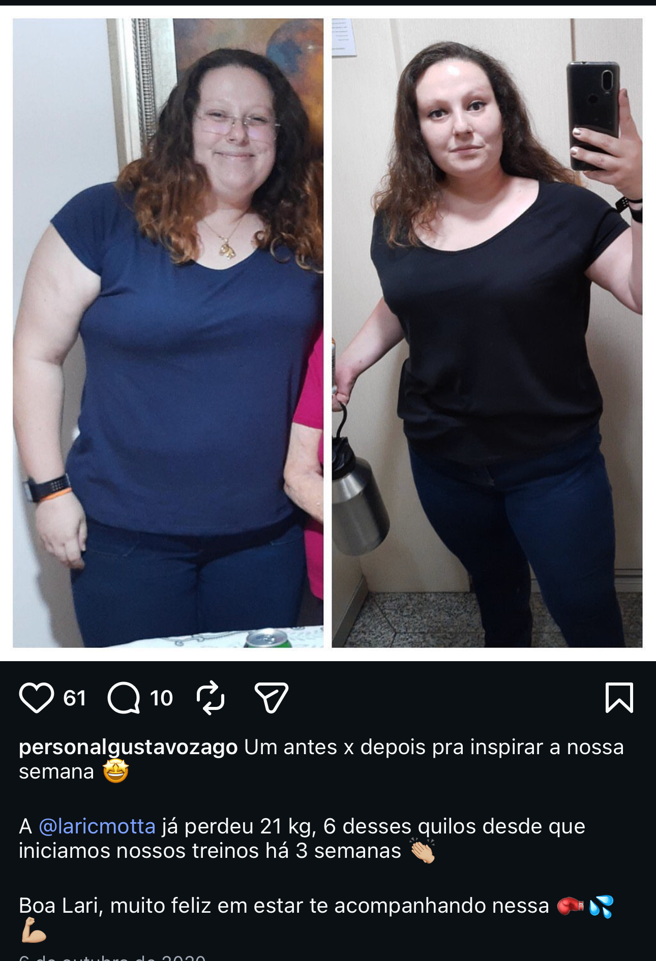 Lari — 21 kg perdidos com acompanhamento