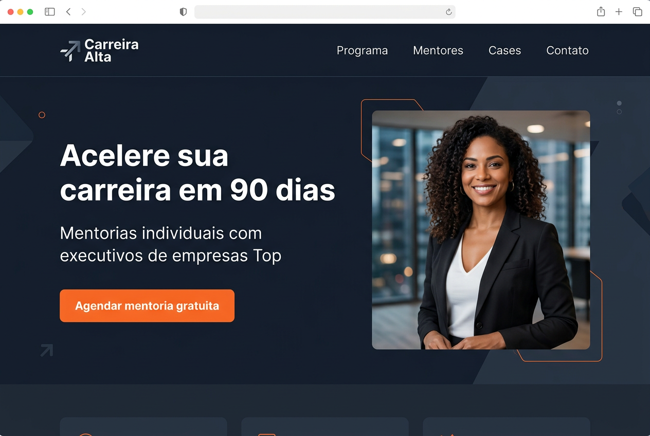 Site profissional Carreira em Alta — exemplo de landing page categoria Mentoria de carreira