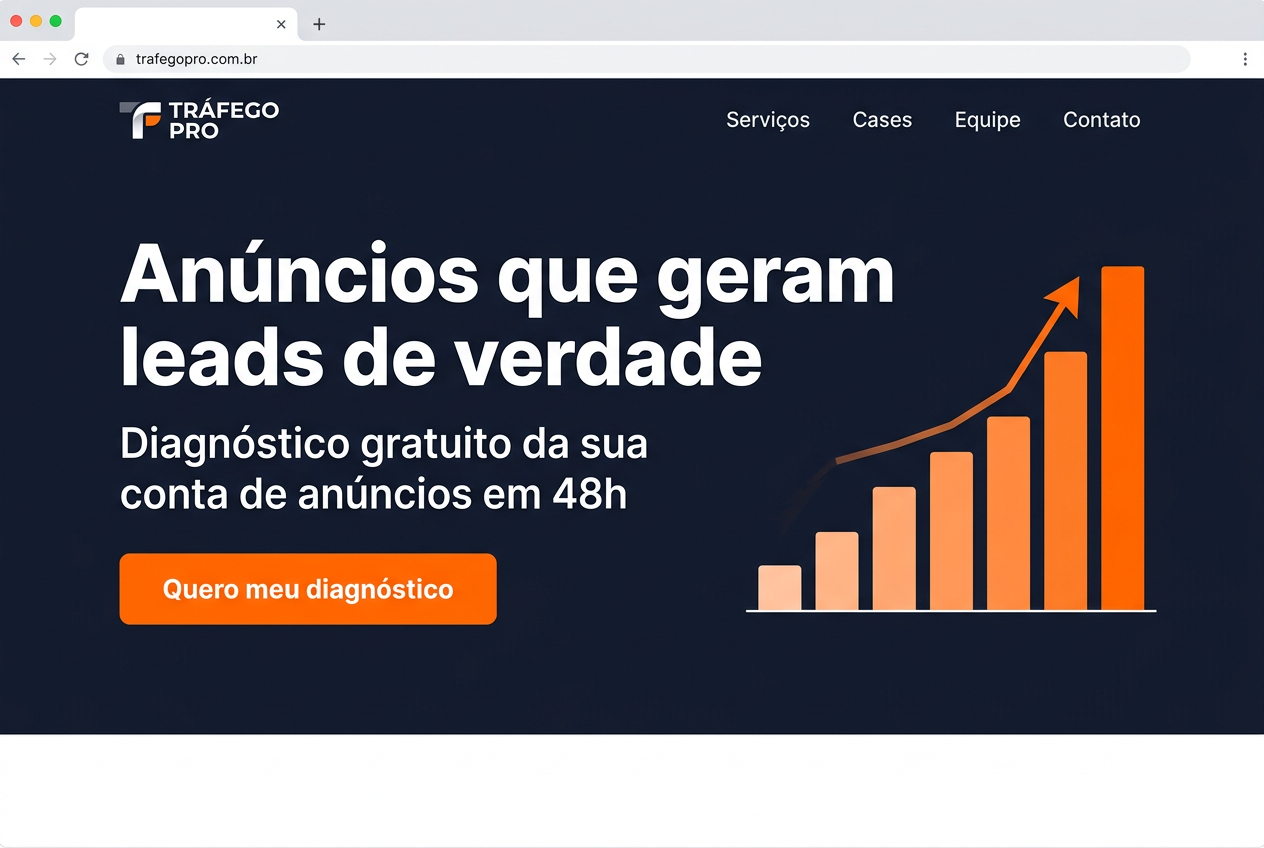 Site profissional Tráfego Pago Pro — exemplo de landing page categoria Agência de performance