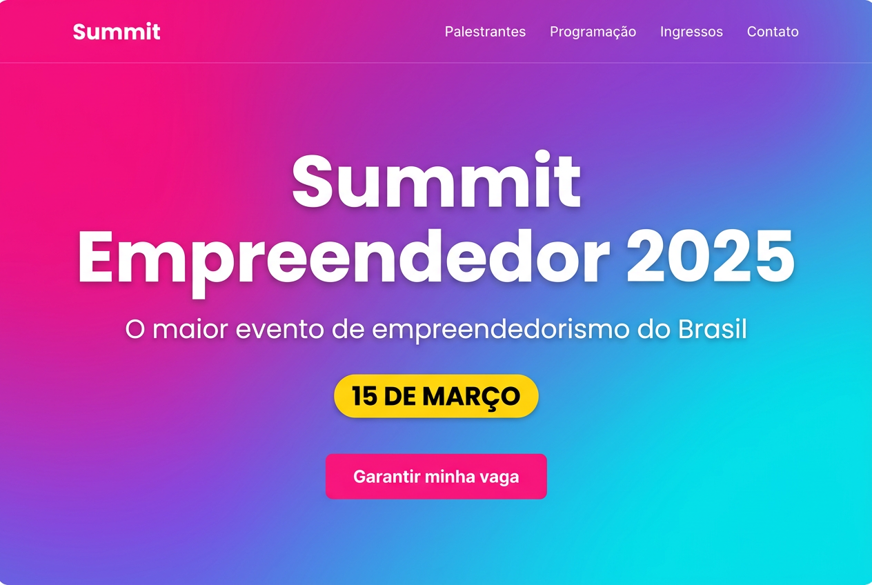Site profissional Summit Empreendedor — exemplo de landing page categoria Evento online