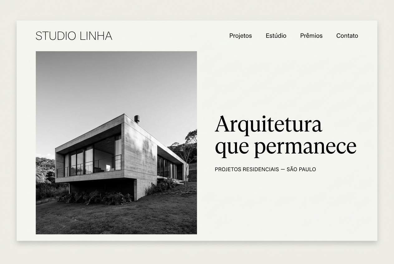 Site profissional Studio Linha — exemplo de landing page categoria Arquitetura residencial