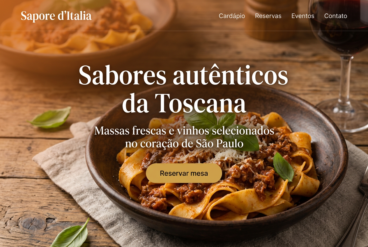 Site profissional Sapore d'Italia — exemplo de landing page categoria Restaurante italiano