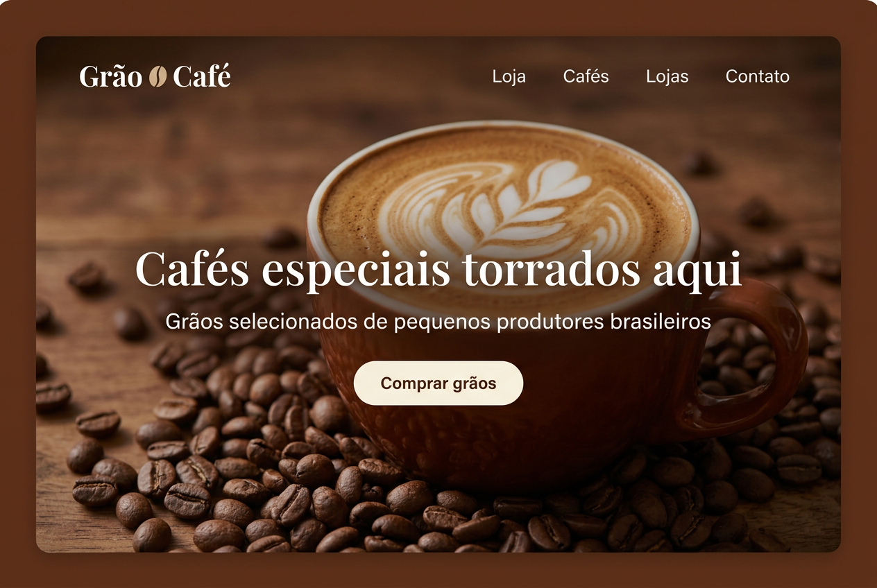 Site profissional Grão Café — exemplo de landing page categoria Cafeteria especial