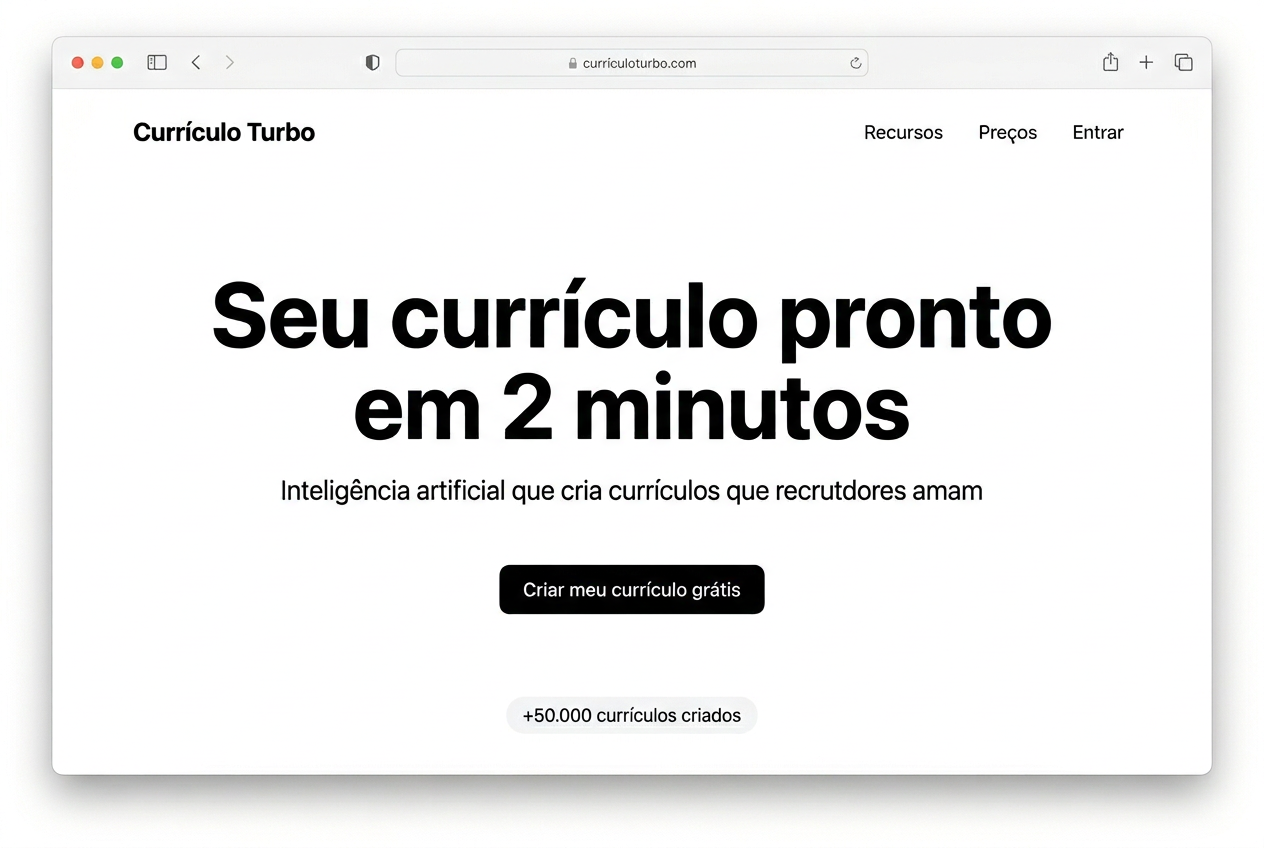Site profissional Currículo Turbo AI — exemplo de landing page categoria SaaS com IA