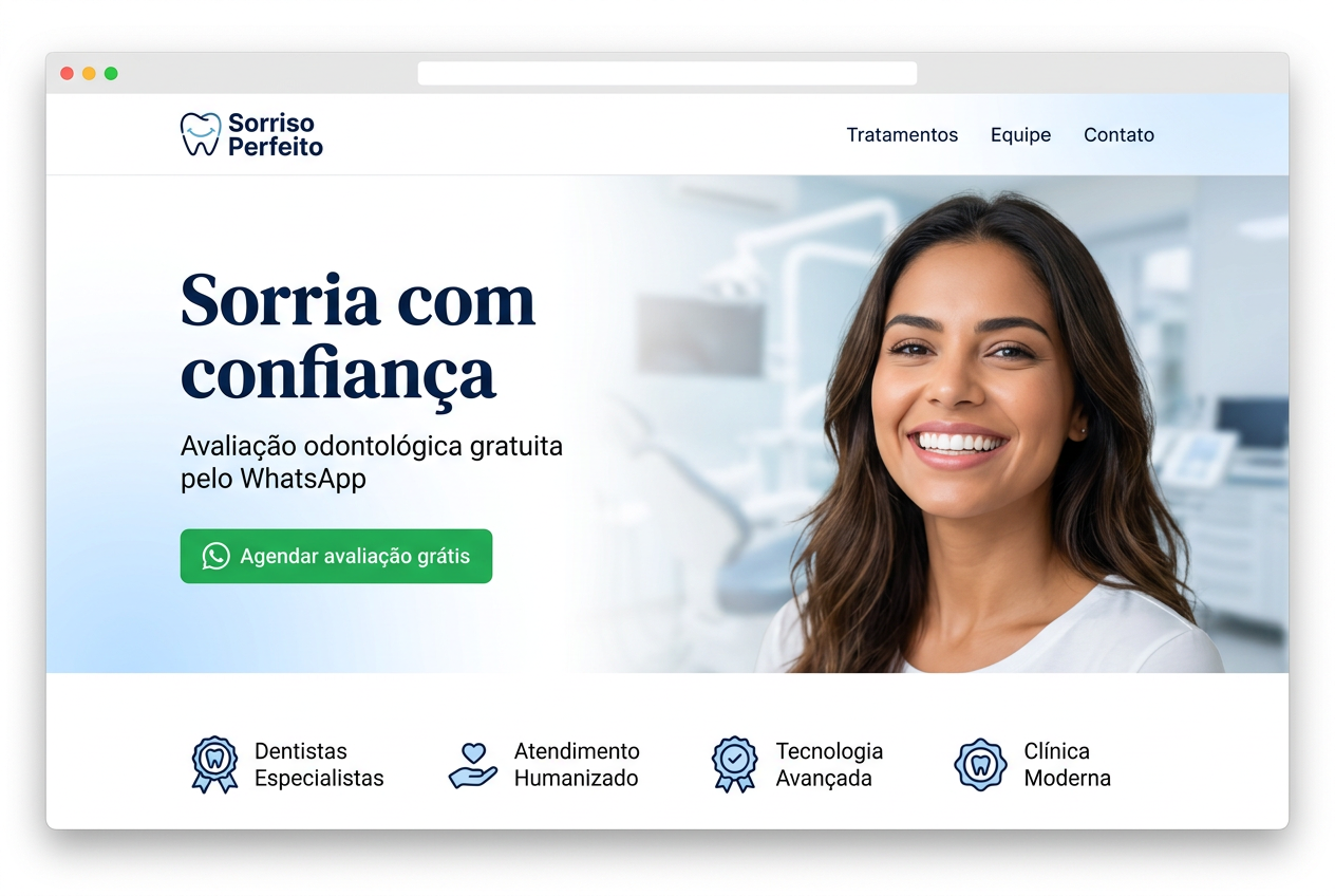 Site profissional Sorriso Perfeito — exemplo de landing page categoria Clínica odontológica
