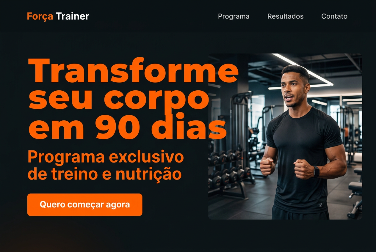 Site profissional Força Trainer — exemplo de landing page categoria Personal trainer