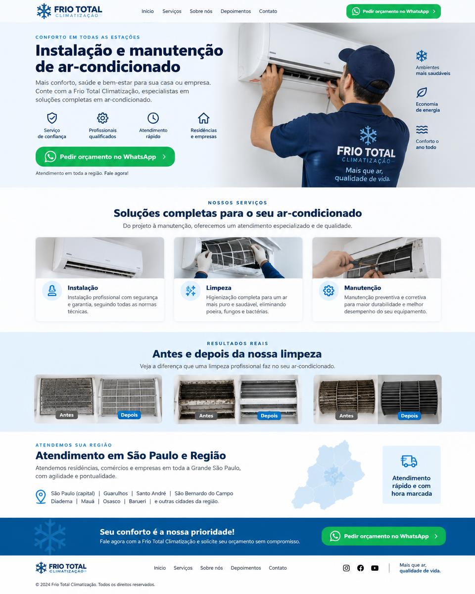 Landing page exibido em celular